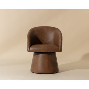 Modern European furniture - Brown Leather Swivel Dining Chair - www.oroa.com