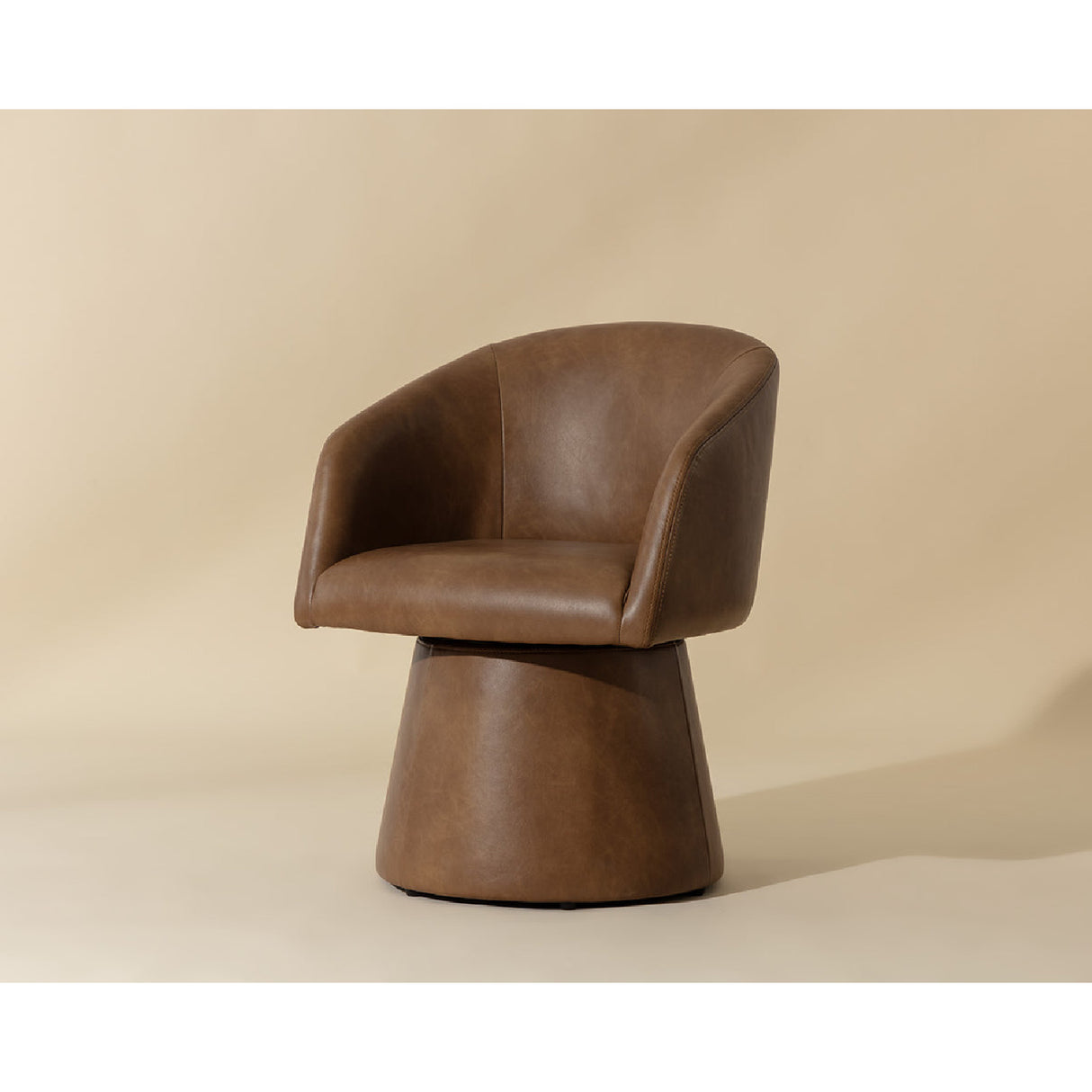 Modern European furniture - Brown Leather Swivel Dining Chair - www.oroa.com