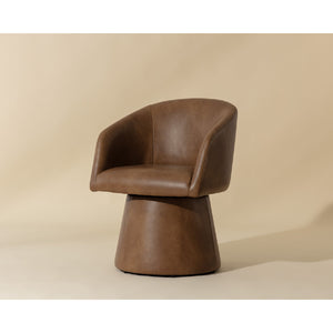 Modern European furniture - Brown Leather Swivel Dining Chair - www.oroa.com