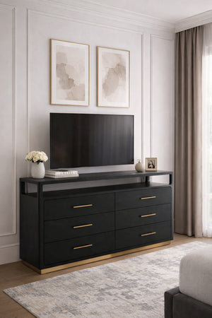 Modern European furniture - 6-Drawer Oak Veneer Dresser - www.oroa.com