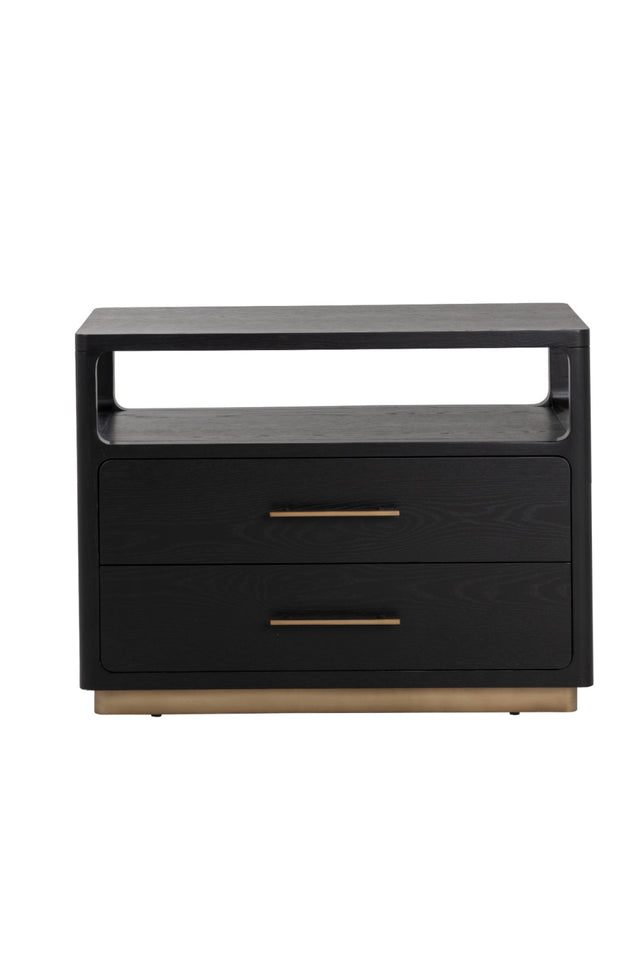 Modern European furniture - Black Oak 2-Drawer Nightstand - www.oroa.com
