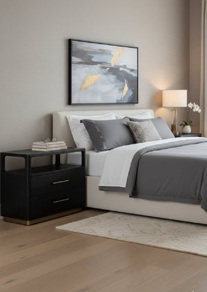Modern European furniture - Black Oak 2-Drawer Nightstand - www.oroa.com