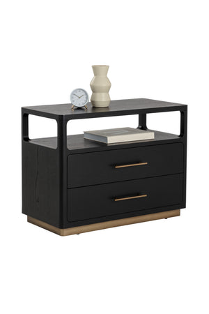 Modern European furniture - Black Oak 2-Drawer Nightstand - www.oroa.com