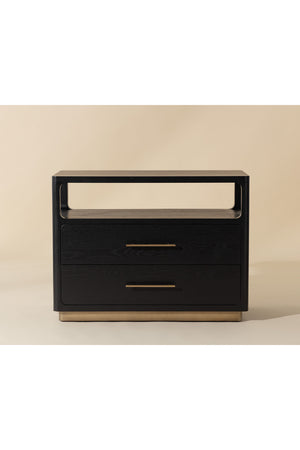 Modern European furniture - Black Oak 2-Drawer Nightstand - www.oroa.com