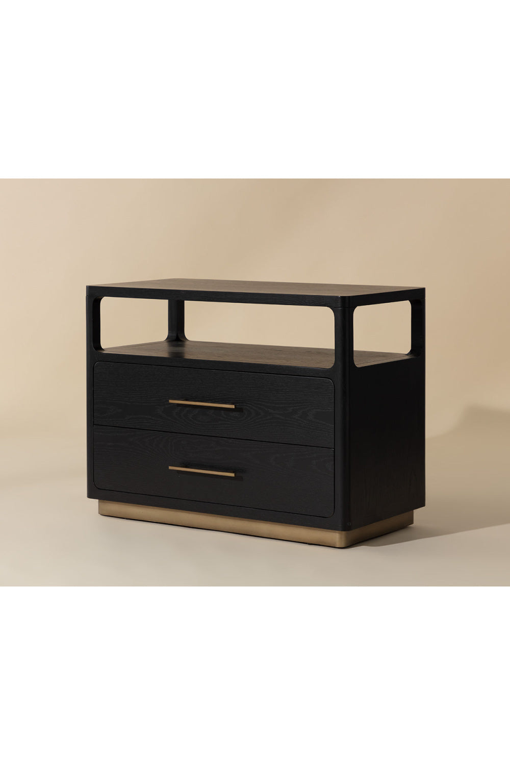 Modern European furniture - Black Oak 2-Drawer Nightstand - www.oroa.com