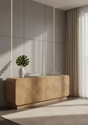 Modern European furniture - Patterned Oak 4-Door Sideboard - www.oroa.com