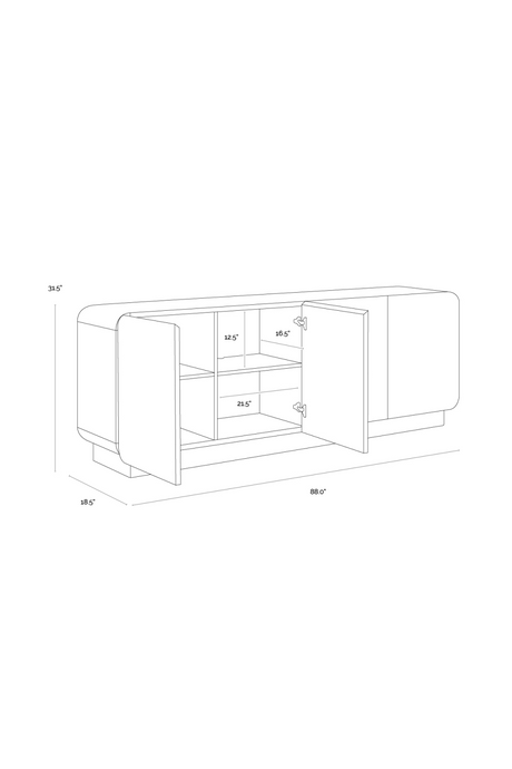 Modern European furniture - Patterned Oak 4-Door Sideboard - www.oroa.com