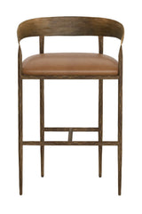 Modern European furniture - Hammered Metal Leather Bar Stool - www.oroa.com
