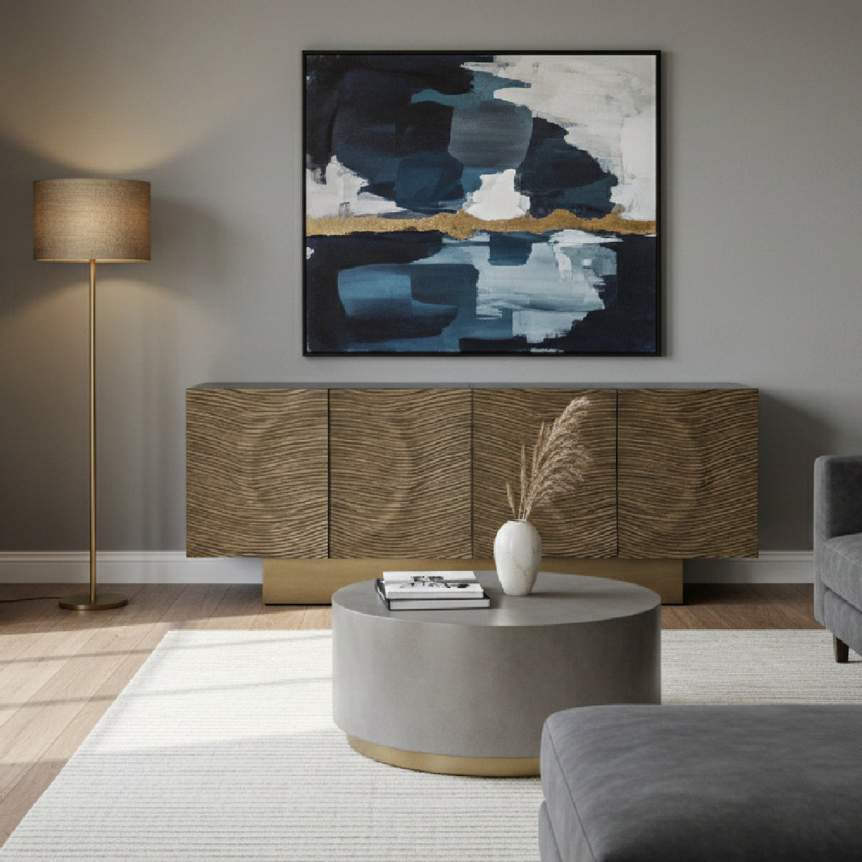 Modern European furniture - Antique Brass 4-Door Sideboard - www.oroa.com