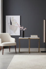 Modern European furniture - Rectangular White Marble Side Table - www.oroa.com