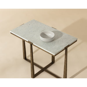 Modern European furniture - Rectangular White Marble Side Table - www.oroa.com