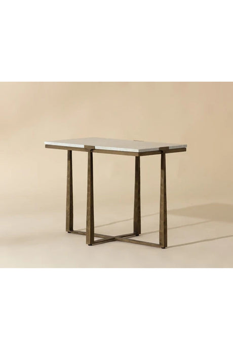 Modern European furniture - Rectangular White Marble Side Table - www.oroa.com