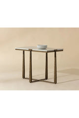 Modern European furniture - Rectangular White Marble Side Table - www.oroa.com