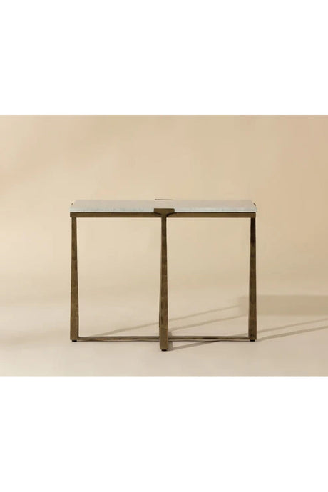 Modern European furniture - Rectangular White Marble Side Table - www.oroa.com