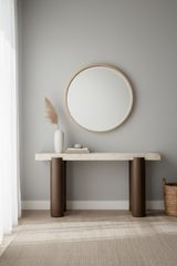 Modern European furniture - Cream Breccia Marble Console Table - www.oroa.com