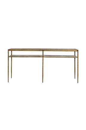 Antique Brass 2-Layer Console Table by Splendido Naini