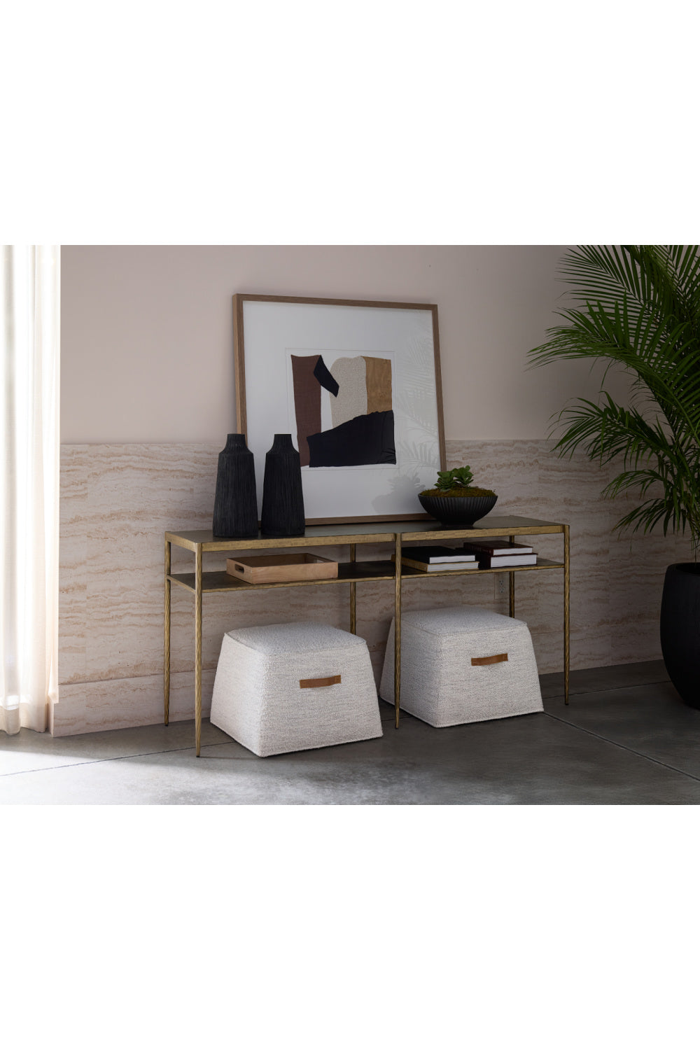 Antique Brass 2-Layer Console Table | Splendido Naini | Oroa.com