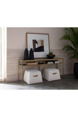 Modern European furniture - Antique Brass 2-Layer Console Table - www.oroa.com