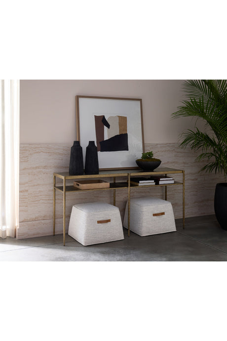 Modern European furniture - Antique Brass 2-Layer Console Table - www.oroa.com