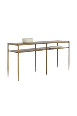 Modern European furniture - Antique Brass 2-Layer Console Table - www.oroa.com