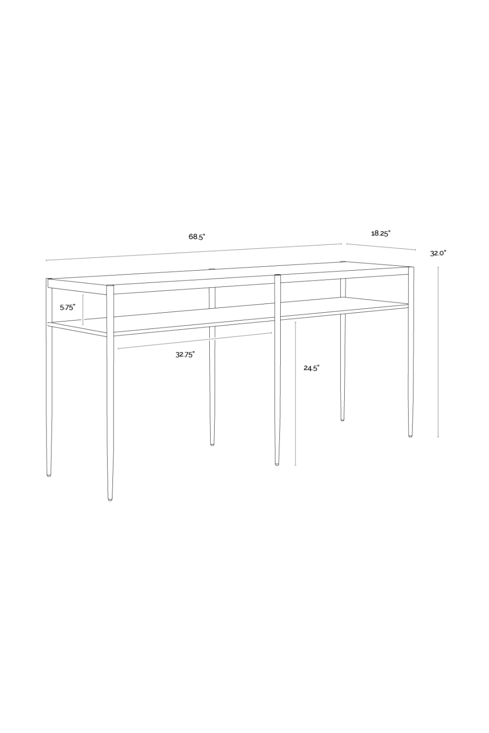 Antique Brass 2-Layer Console Table | Splendido Naini | Oroa.com