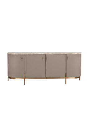 Taupe Leather 4-Door Sideboard by Splendido Cataldi