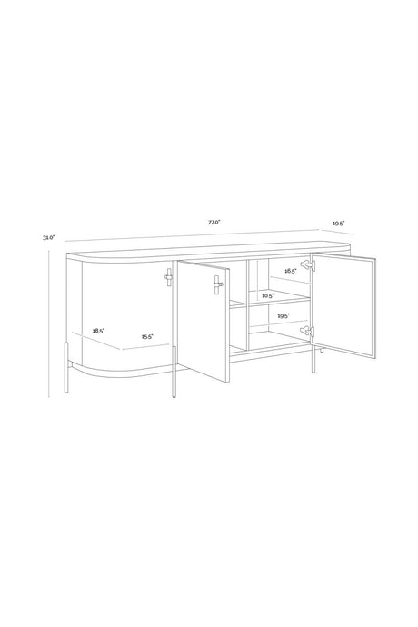 Modern European furniture - Taupe Leather 4-Door Sideboard - www.oroa.com