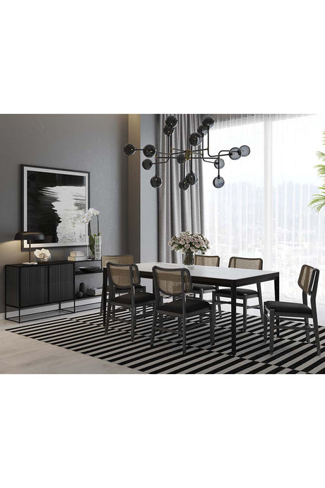 Modern European furniture - Black Cushioned Seat Dining Chairs (2) - www.oroa.com