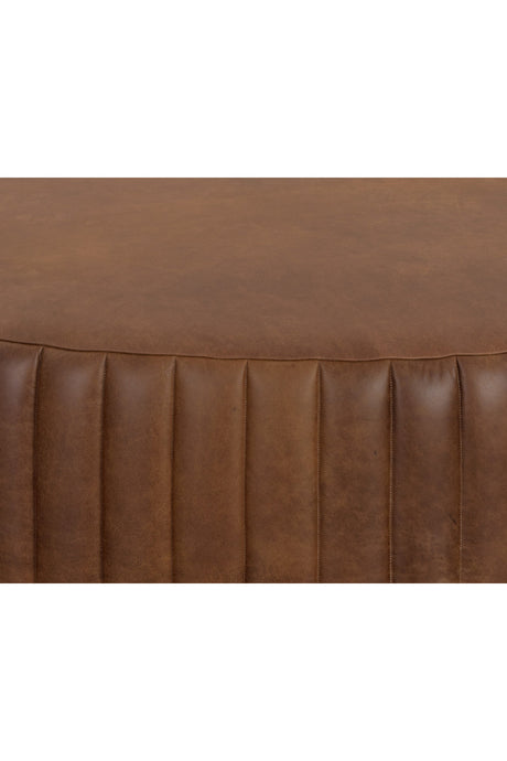 Modern European furniture - Tufted Edge Brown Leather Ottoman - www.oroa.com