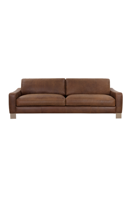 Stitched Panel Brown Leather Sofa | Splendido Rafael | Oroa.com