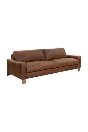 Stitched Panel Brown Leather Sofa by Splendido Rafael