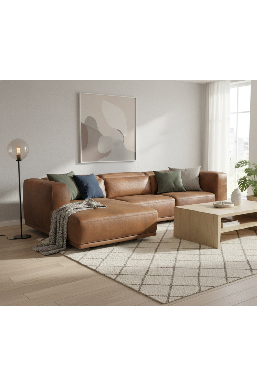 Brown Leather Chaise Sofa | Splendido Beau