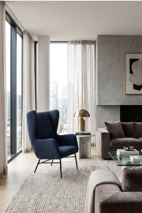 Blue Wingback Lounge Chair | Splendido Kasen | Oroa.com