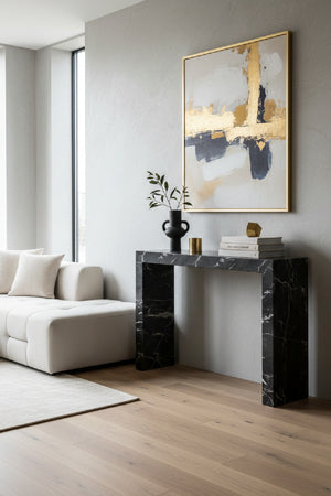 Modern European furniture - Black Marble-Look Indoor/Outdoor Console Table - www.oroa.com