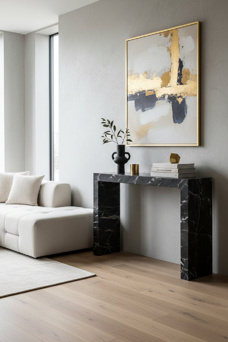 Black Marble-Look Indoor/Outdoor Console Table | Splendido Axle | Oroa.com