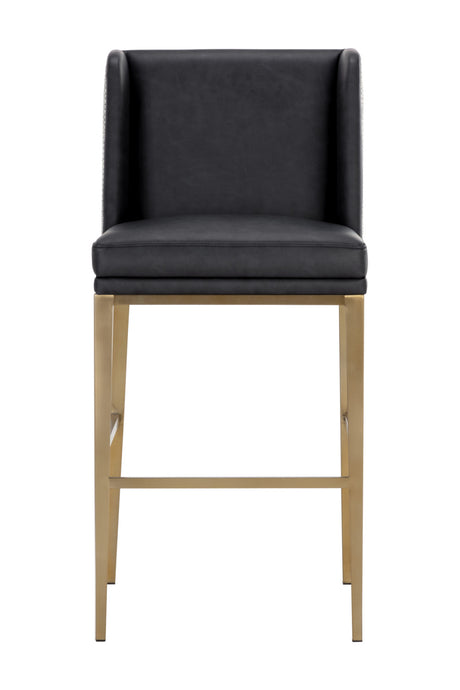 Black Bonded Leather Bar Stool | Splendido Joplin | Oroa.com