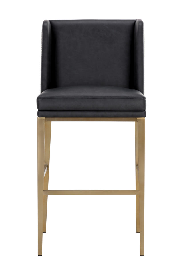 Black Bonded Leather Bar Stool | Splendido Joplin | Oroa.com