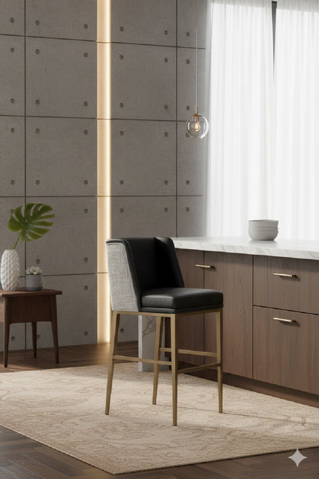 Black Bonded Leather Bar Stool | Splendido Joplin | Oroa.com