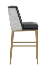 Modern European furniture - Black Bonded Leather Bar Stool - www.oroa.com