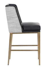 Modern European furniture - Black Leather Counter Stool - www.oroa.com