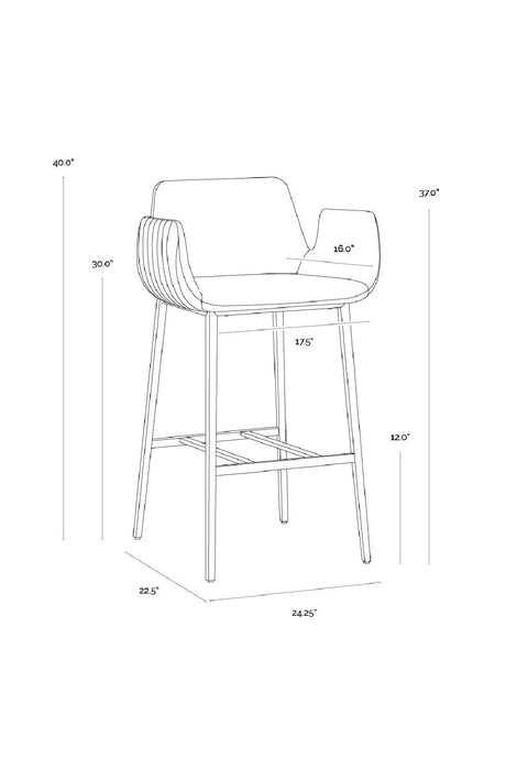 Modern European furniture - Leather-Look Channeled Arm Bar Stool - www.oroa.com