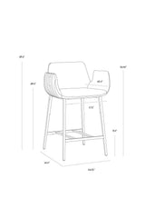 Modern European furniture - Leather-Look Channeled Arm Counter Stool - www.oroa.com