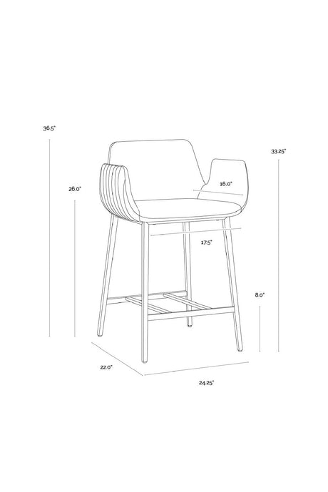 Modern European furniture - Leather-Look Channeled Arm Counter Stool - www.oroa.com