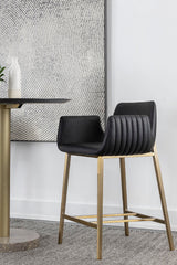 Modern European furniture - Leather-Look Channeled Arm Counter Stool - www.oroa.com