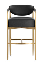 Modern European furniture - Gold Framed Leather-Look Bar Stool - www.oroa.com