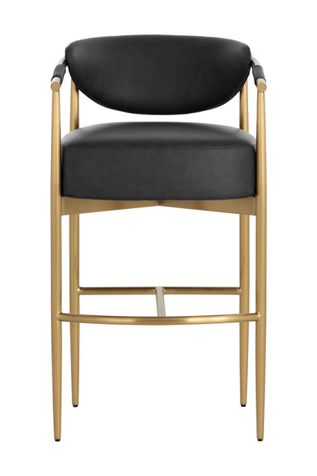 Modern European furniture - Gold Framed Leather-Look Bar Stool - www.oroa.com