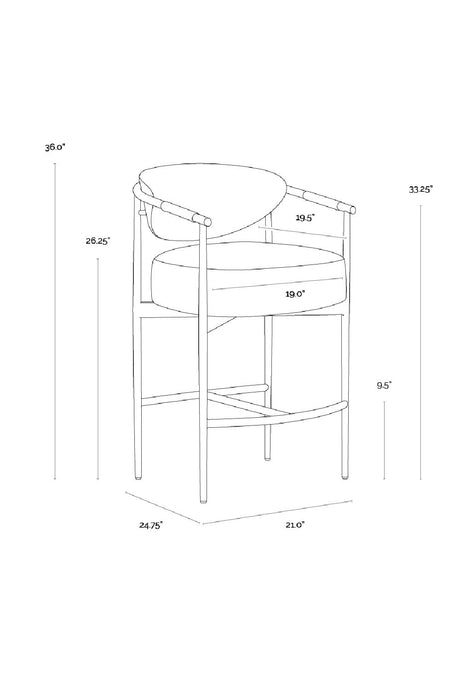 Modern European furniture - Curved Back Counter Stool - www.oroa.com