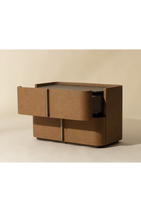 Modern European furniture - Leather-Look 2-Drawer Nightstand - www.oroa.com