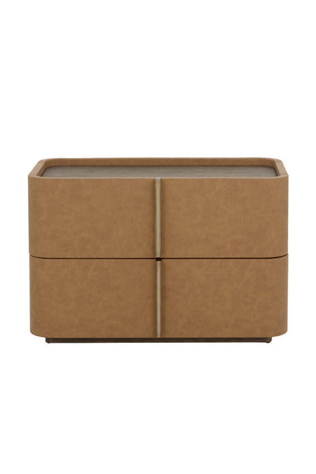 Modern European furniture - Leather-Look 2-Drawer Nightstand - www.oroa.com
