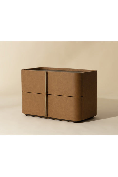 Modern European furniture - Leather-Look 2-Drawer Nightstand - www.oroa.com